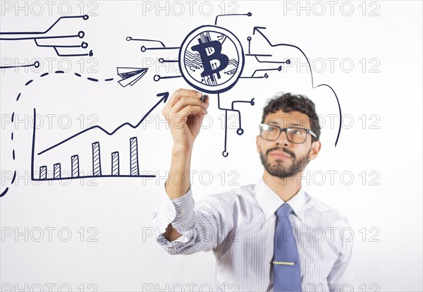 Business man drawing finance