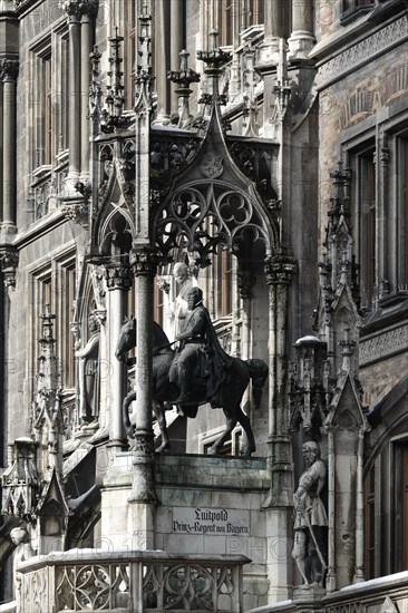 Equestrian statue of Prince Regent Luitpold of Bavaria on the facade of the New Town Hall
