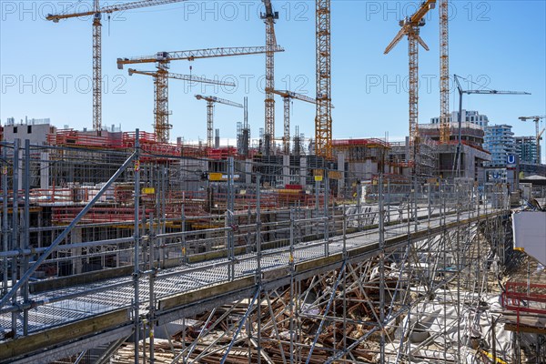 Major construction site at Ueberseequartier and Hafencity