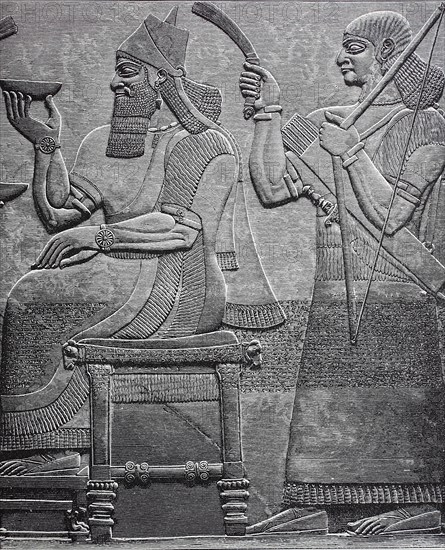 Ashur-nasir-pal II. auf dem Thron