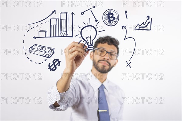 Business man drawing finance