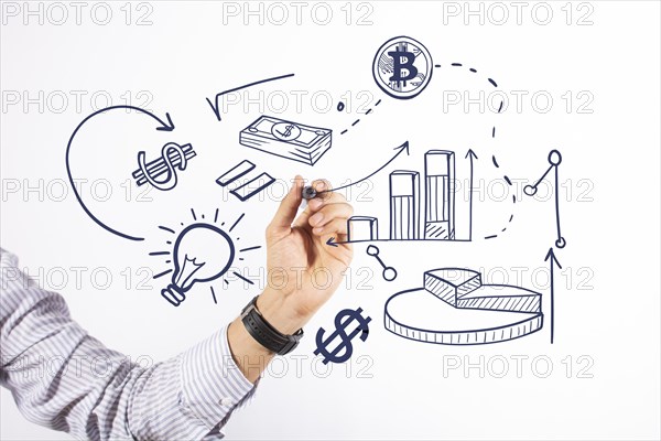 Business man drawing finance