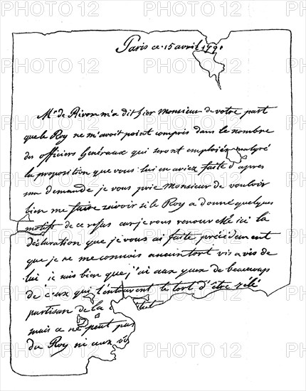 Letter of Duke Louis-Philippe I. 6 October 1773