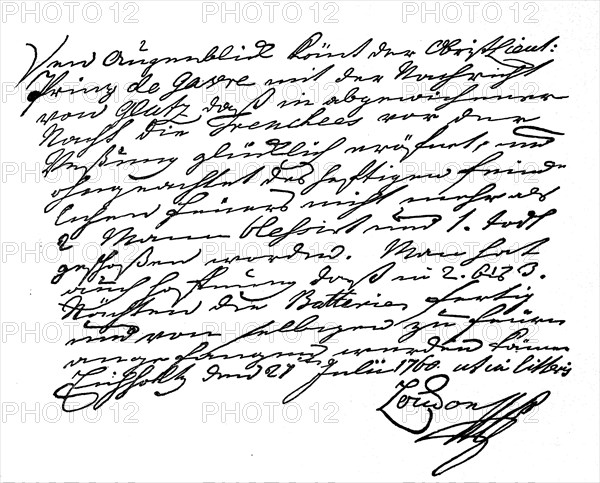 Letter from Laudon dated 21 July 1760