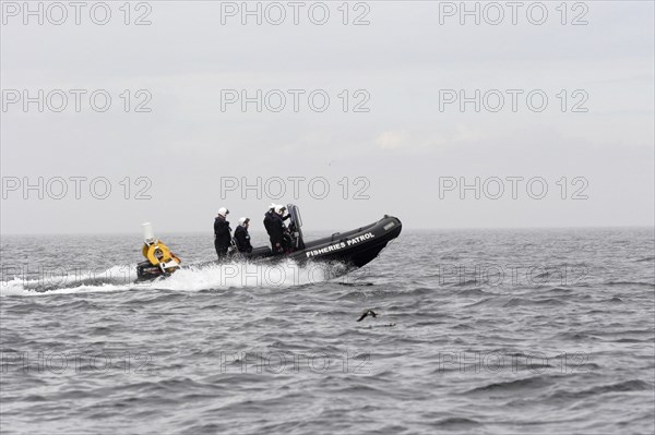 Fishing patrol boat at sea