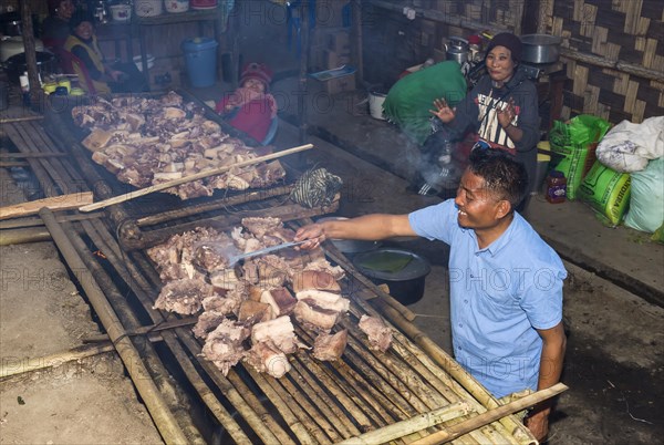 Meat cooking at the Hornbill Festival