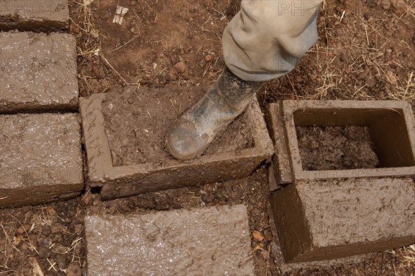 Making mud bricks