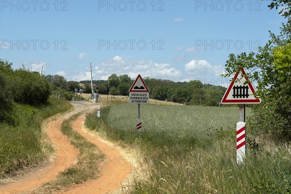 A railway level crossing in countryside