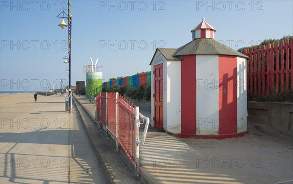 Beach huts in a seaside town