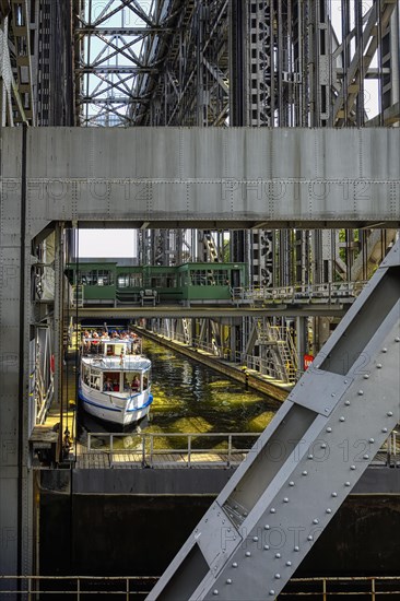 Excursion boat navigating in the old Niederfinow ship lift
