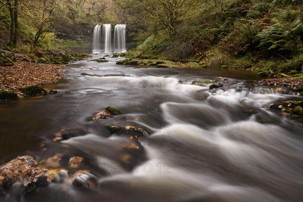Cascading river and waterfall