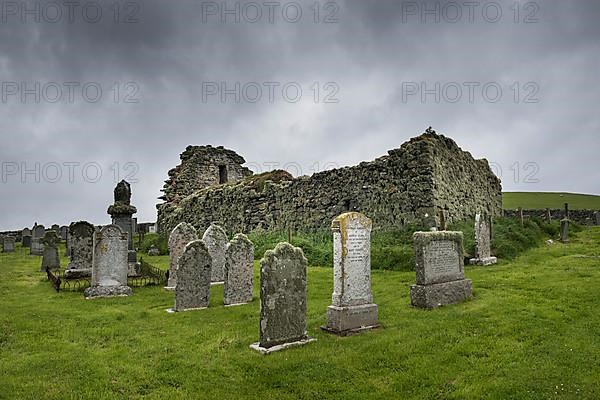 The derelict church and graveyard of St Olaf's Kirk
