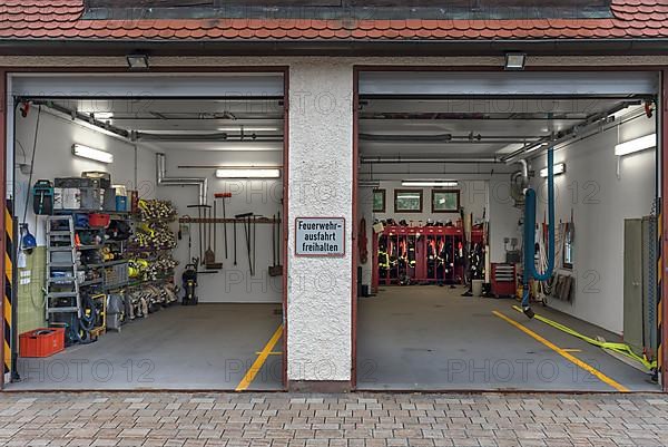 Empty fire station after fire alarm