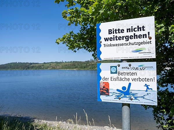 Sign on the bank of the Granetalsperre