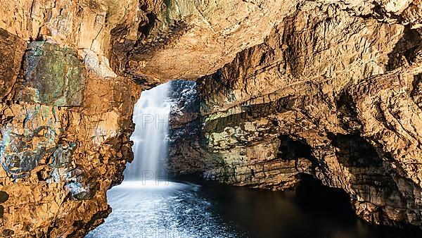 Grotto and Waterfall in Smoo Cave