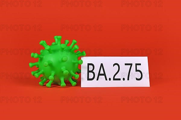 New Omicron subvariant BA. 2. 75 'Centaurus' virus mutation concept with virus model and text,