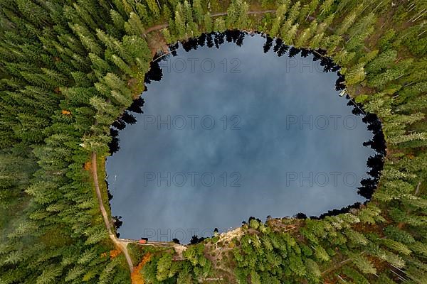 Aerial view of Glaswaldsee in the Black Forest, Germany