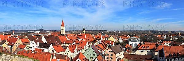 Panoramic view of Kaufbeuren in fine weather. Kaufbeuren, Swabia
