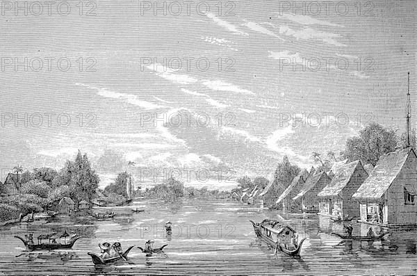 The floating town of Banjer-Masing, Banjarmasin on Borneo