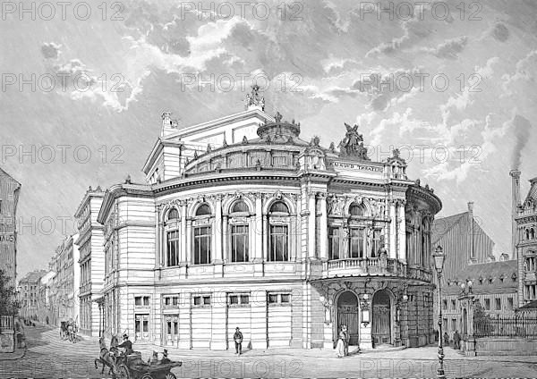 Historical illustration of the Raimundtheater, a theatre in the Mariahilf district of Vienna