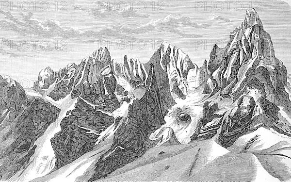 The Dolomites of Paneveggio in South Tyrol in 1880, Italy