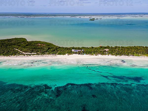 Aerial of the Unesco world heritage site biosphere reserve Sian Ka'an Biosphere Reserve, Quintana Roo