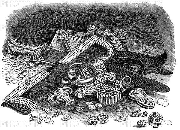 Cemetery finds from the tomb of the Frankish king Childeric, year 480