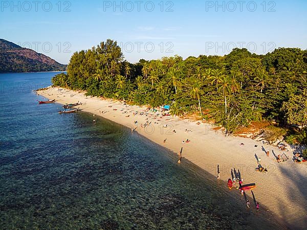 Aerial of the sunset beach, Koh Lipe