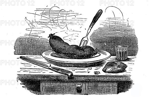 Blood dish, slaughter dish with a blood sausage