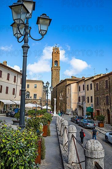 Street lamp and town hall tower, Montalcino