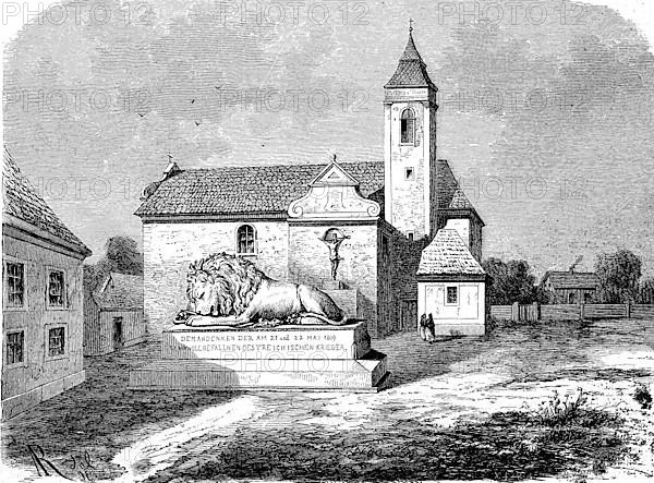 The Lion of Aspern is a war memorial erected by Anton Dominik Fernkorn in 1858 on the Aspern Heldenplatz in a Viennese district. Digitally restored reproduction of an original 19th century model, exac...