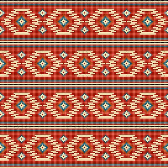 Ethnic American Indian embroidery inspired seamless pattern design. Vector background,