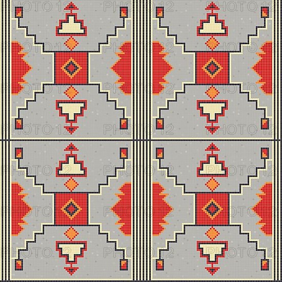 Ethnic American Indian embroidery inspired seamless pattern design. Vector background,