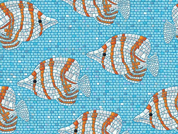 Seamless background vector mosaic with clown fish,