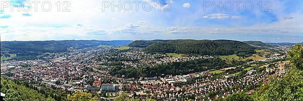 Aerial panorama of Albstadt. Zollernalbkreis, Tuebingen