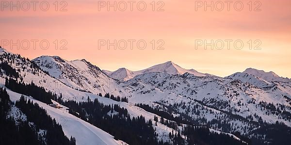 View of the Grossvenediger, Alps in winter with snow-covered mountains