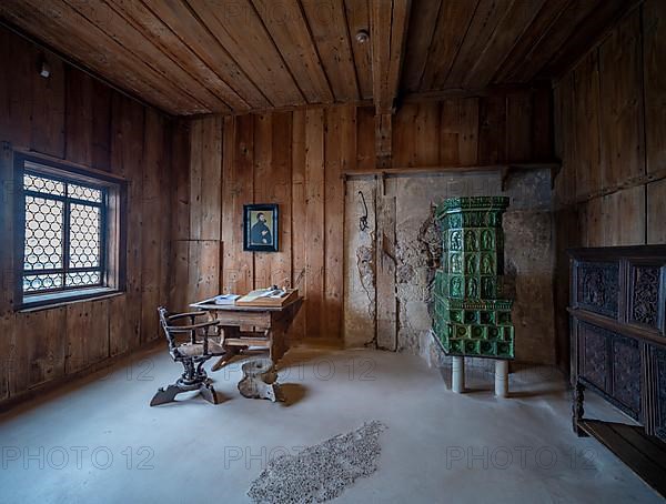 Luther Room at Wartburg Castle. The reformer Martin Luther 1483-1546 stayed at Wartburg Castle 1521-1522 as Junker Joerg and translated the New Testament into German there, Eisenach