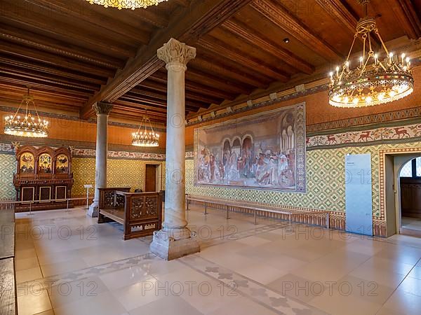 Wartburg, Singers' Hall with Singer's War fresco by Moritz von Schwind r. Eisenach