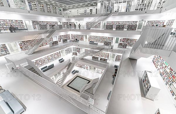 Students in the modern library, architecture