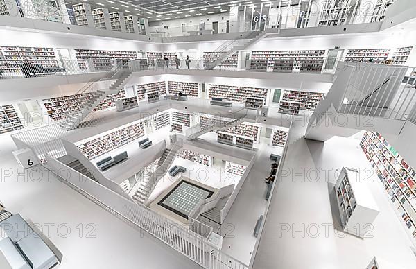 Students in the modern library, architecture