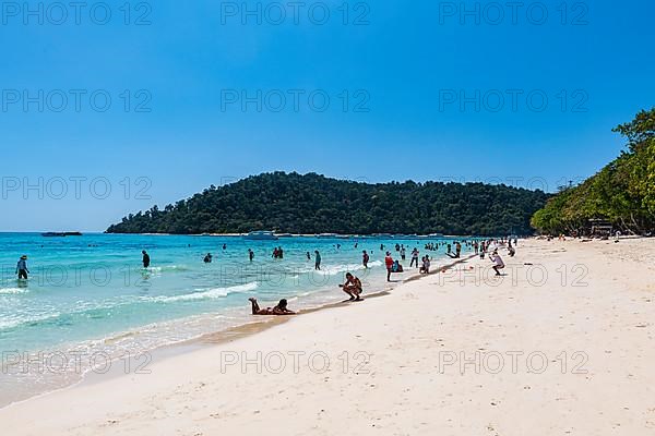 Sailing boat in the waters of Koh Rok, Mu Ko Lanta National Park