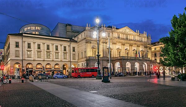 Milan's Scala, Teatro alla Scala at Piazza della Scala at dusk