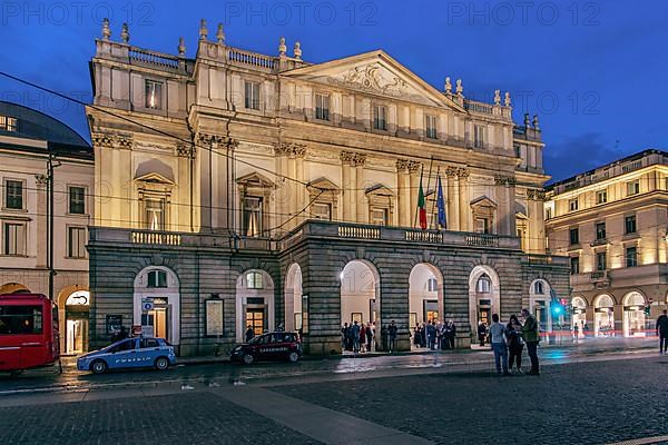 Milan's Scala, Teatro alla Scala at Piazza della Scala at dusk