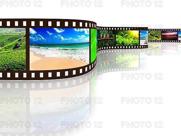 Photo film with reflection on white