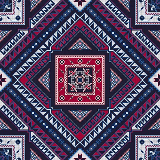 Traditional Georgian folk art embroidery vector pattern