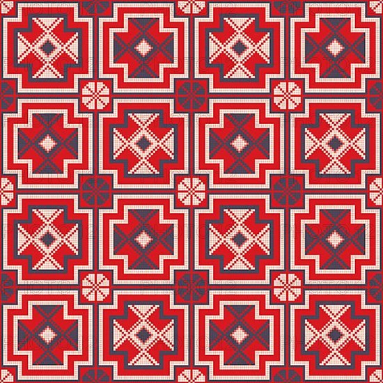 Decorative repeating pattern inspired by traditional Russian embroidery