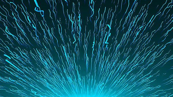 Many raising particles with long trails in space