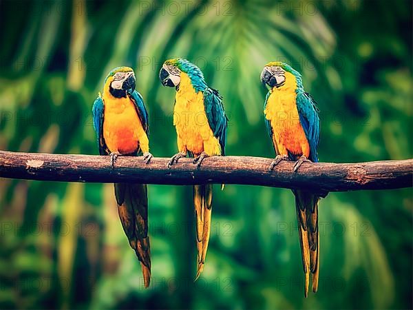 Vintage retro effect filtered hipster style image of Blue-and-Yellow Macaw