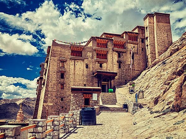 Vintage retro effect filtered hipster style image of Leh palace. Ladakh