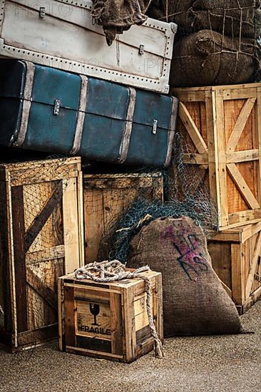 Vintage luggage crates